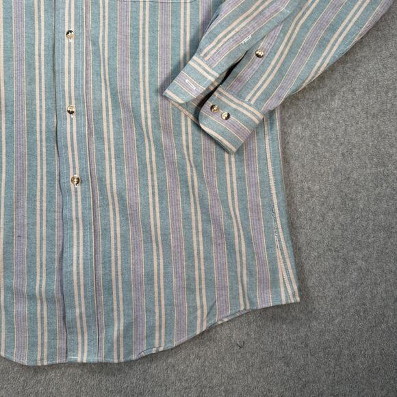 Vtg Sears Roebuck Single Needle Tailoring Button Up Striped Men's 15-1/2 32/33 - Picture 3 of 8